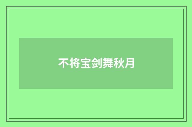 不将宝剑舞秋月