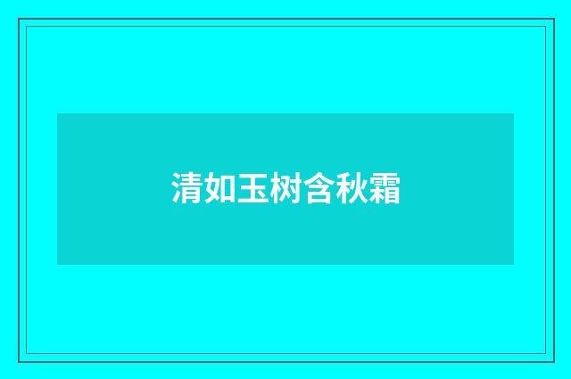 清如玉树含秋霜