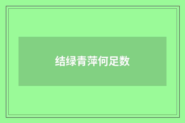 结绿青萍何足数