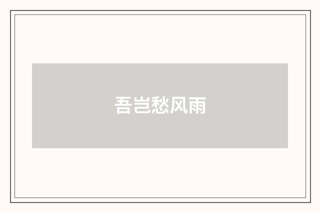 吾岂愁风雨
