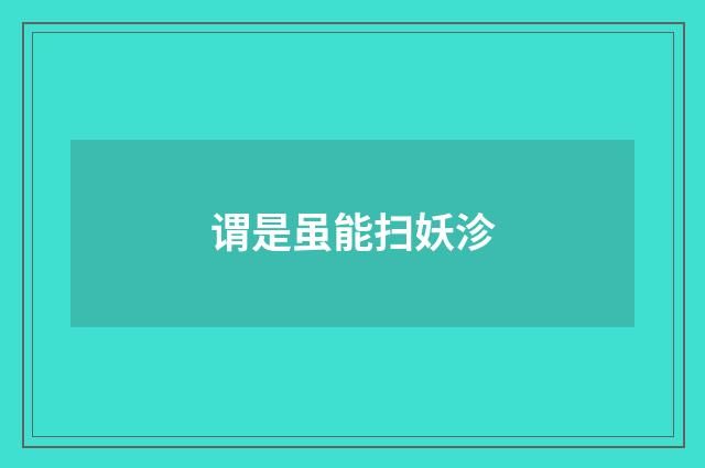 谓是虽能扫妖沴