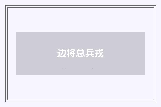 边将总兵戎