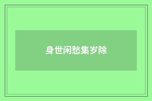身世闲愁集岁除