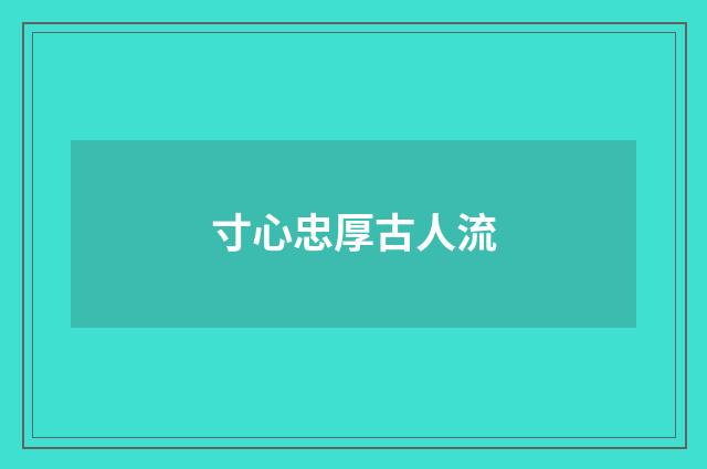 寸心忠厚古人流