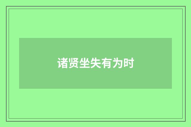 诸贤坐失有为时