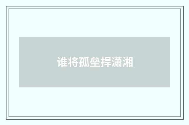 谁将孤垒捍潇湘