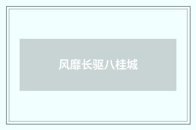 风靡长驱八桂城