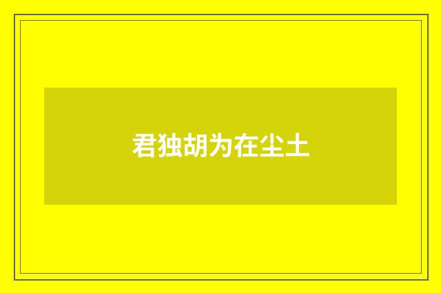 君独胡为在尘土