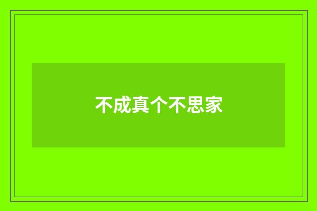 不成真个不思家