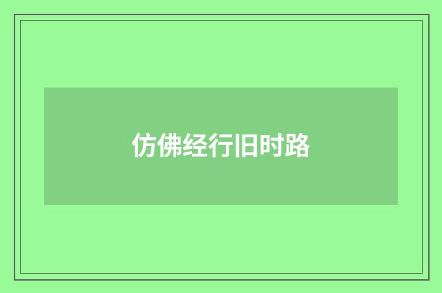 仿佛经行旧时路