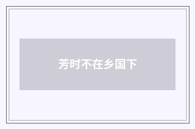 芳时不在乡国下