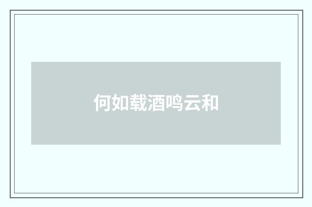 何如载酒鸣云和