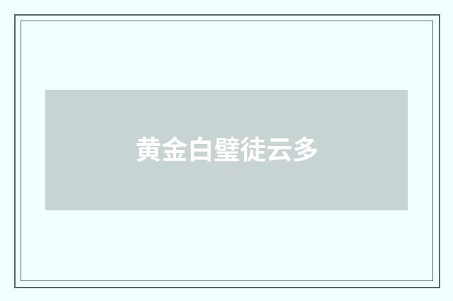 黄金白璧徒云多