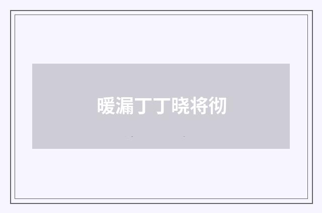 暖漏丁丁晓将彻
