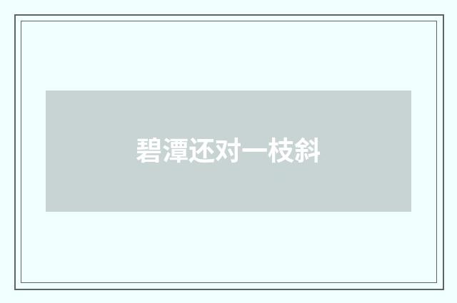 碧潭还对一枝斜