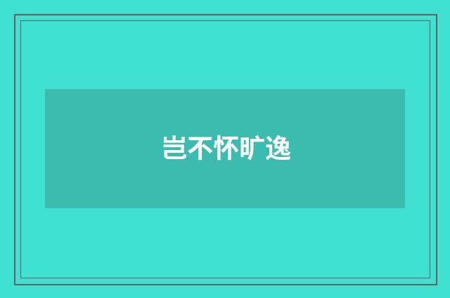 岂不怀旷逸