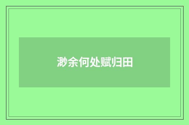 渺余何处赋归田