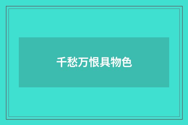 千愁万恨具物色