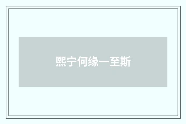 熙宁何缘一至斯