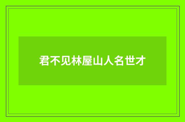 君不见林屋山人名世才