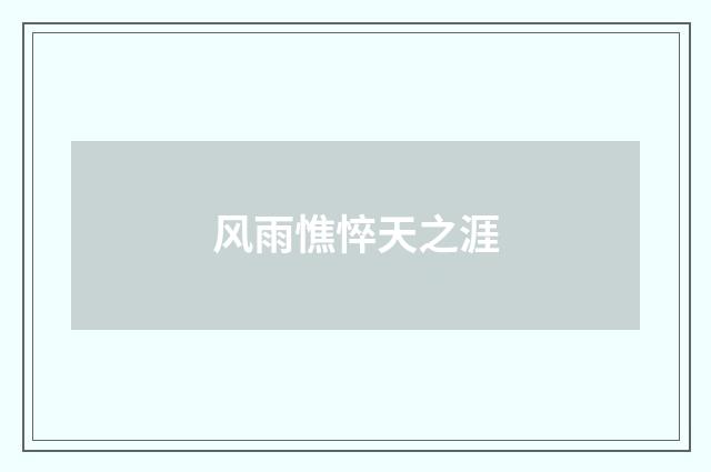 风雨憔悴天之涯