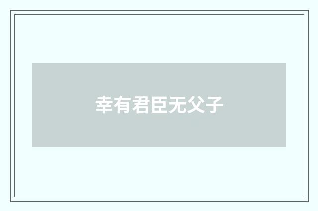 幸有君臣无父子