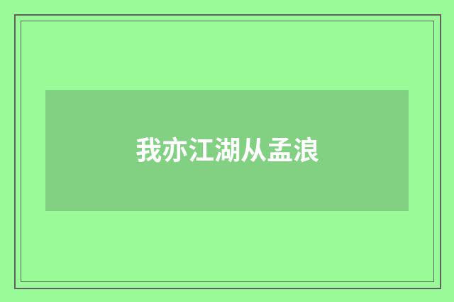 我亦江湖从孟浪