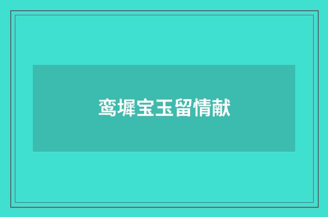 鸾墀宝玉留情献