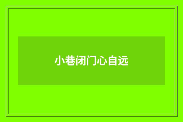 小巷闭门心自远