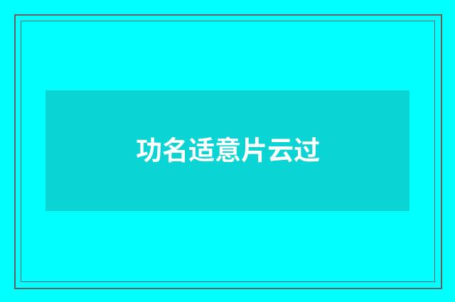 功名适意片云过