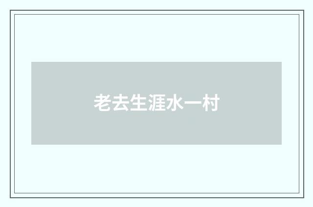 老去生涯水一村