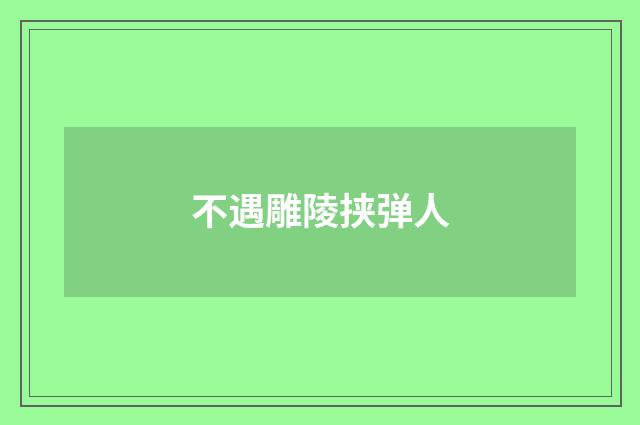 不遇雕陵挟弹人