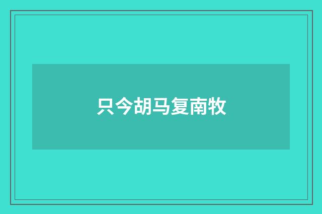 只今胡马复南牧