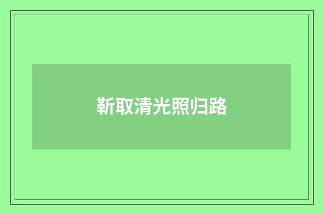 靳取清光照归路