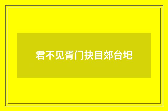 君不见胥门抉目郊台圯