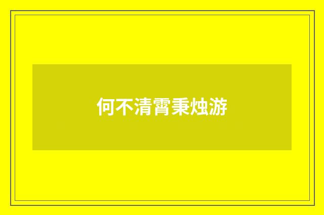 何不清霄秉烛游