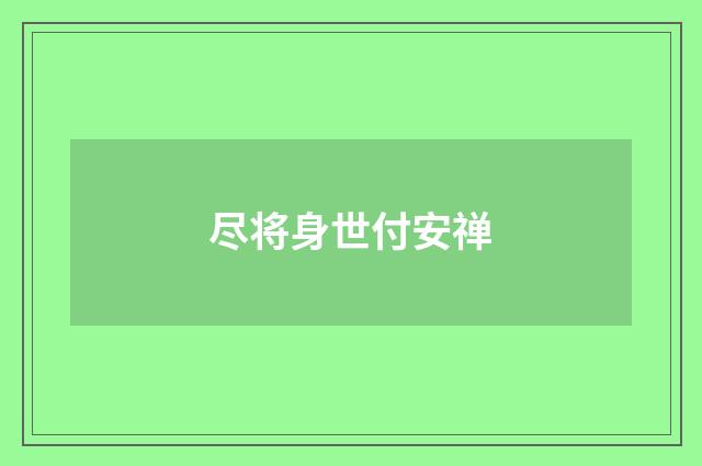 尽将身世付安禅