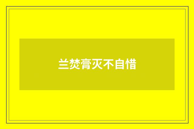 兰焚膏灭不自惜
