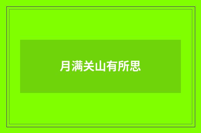 月满关山有所思