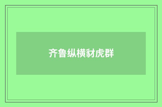 齐鲁纵横豺虎群