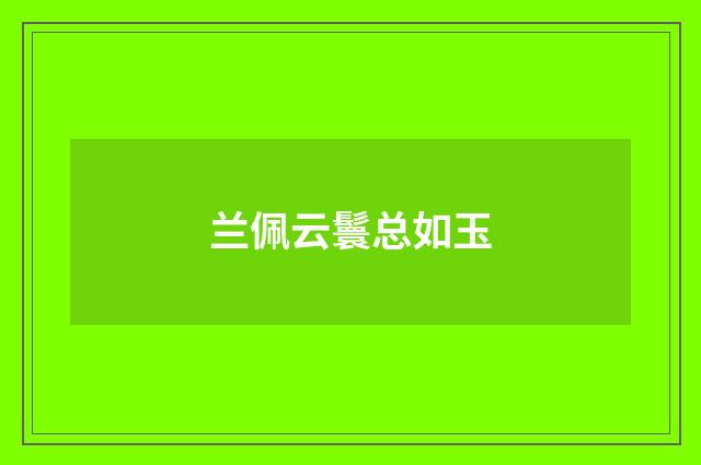 兰佩云鬟总如玉