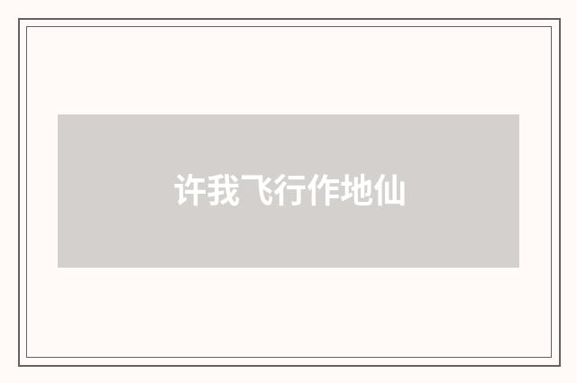 许我飞行作地仙