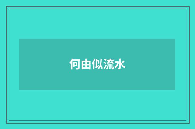 何由似流水