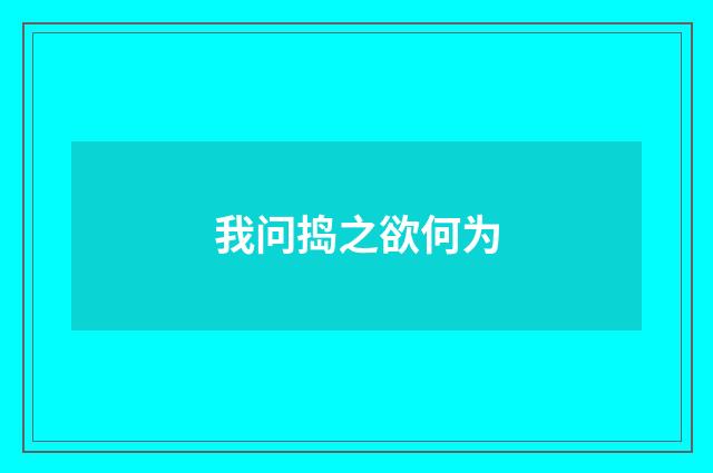 我问捣之欲何为