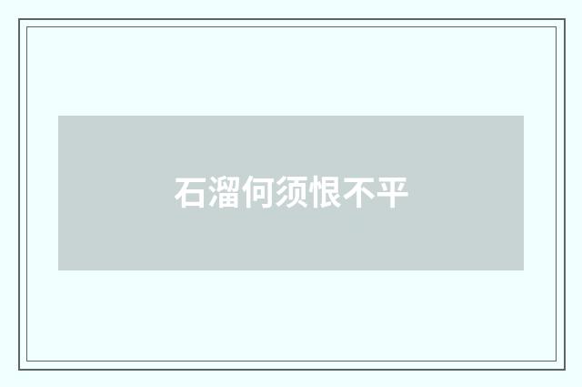 石溜何须恨不平