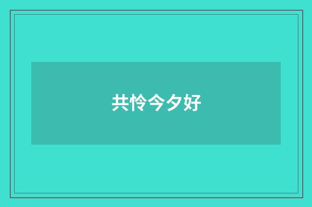 共怜今夕好
