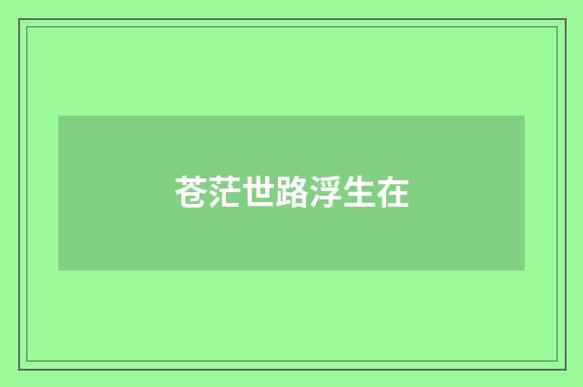 苍茫世路浮生在
