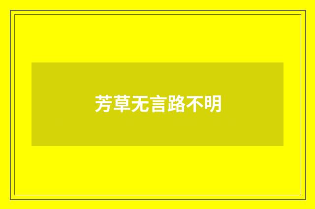 芳草无言路不明
