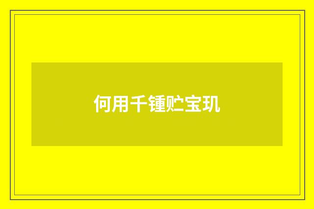 何用千锺贮宝玑