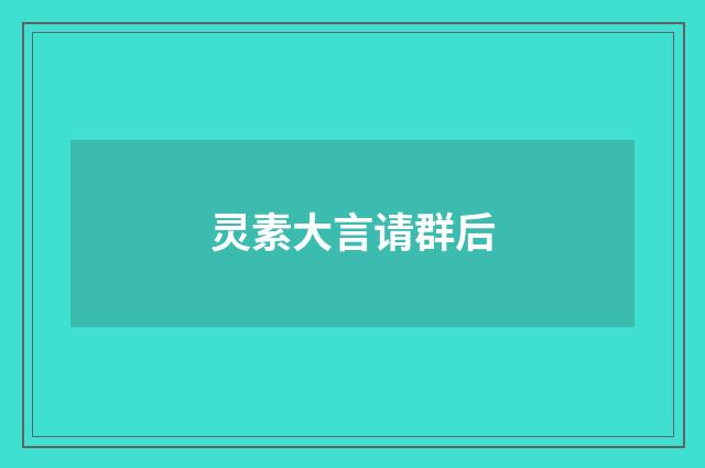 灵素大言请群后